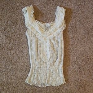 Sheer lace sleeveless blouse size small